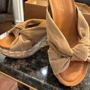 Chocolat Blu Latte Suede Wedge Slides